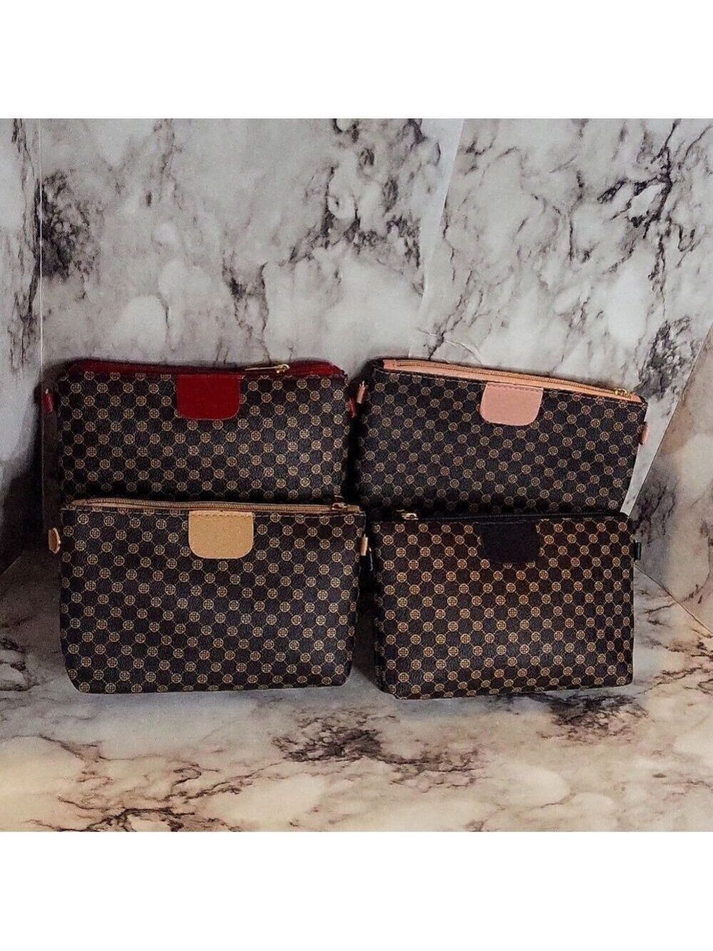 Mini Vegan Leather Print Monogram Square Zipper Crossbody - Picture 8 of 17